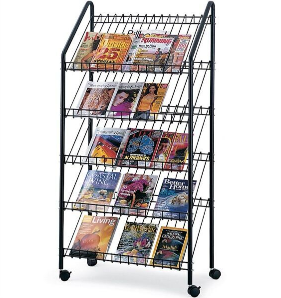 Wire me<x>tal literature display stand black wire magazine shelf