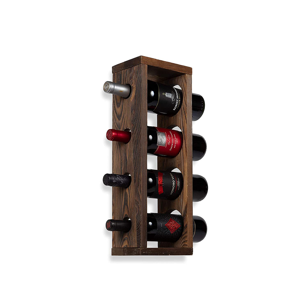 4-Bottle Vertical Wooden Wall Mounted Wine Rack