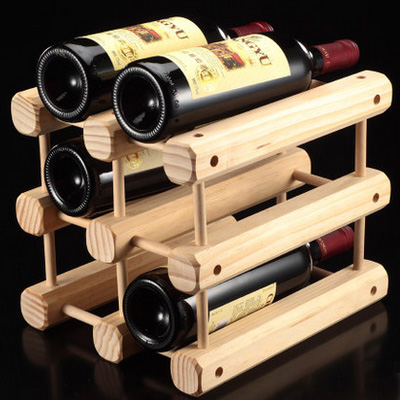 6 bottel wooden dispaly wine rack