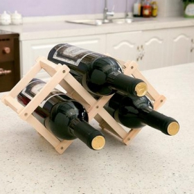 3 Bottles creative wooden Foldable wooden wine rack