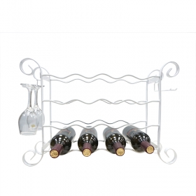 16 bottles with 4 wine glass wave elegant metal wine rack