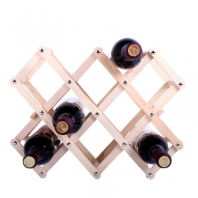 Factory price foldable 6 Bottle Wooden Wine Rack