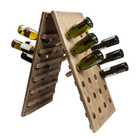wine rack 30 bottle triangle folding pine with specail holes single side 30 bottles wine stand
