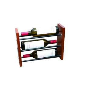 3 bottle wooden and metal wine bottle holders